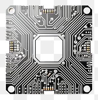 PNG Circuit board icon vector Chrome material technology white background electronics.