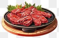 PNG Vector illustration of Japanese yakiniku cooking plate meat.