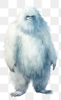 PNG Watercolor Cartoon of Yeti cartoon mammal white.