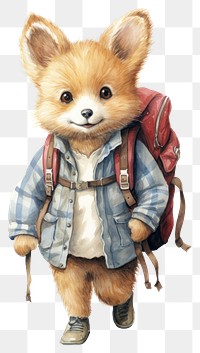 PNG A baby fox back to school backpack mammal animal. 
