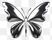 PNG Butterfly Chrome material silver white background accessories.