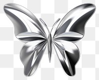 PNG Butterfly Chrome material silver shiny white background.