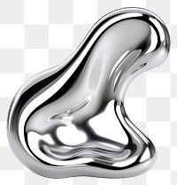 PNG Liquid Shape Chrome material silver shiny white background.