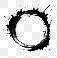 PNG Black and white flat paint brush stroke drawing circle sketch.