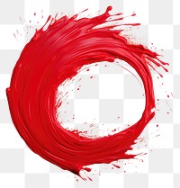 PNG Flat red paint brushstroke in circle shape white background splattered splashing.