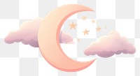 PNG  Romantic half moon on the clouds astronomy night sky. AI generated Image by rawpixel.