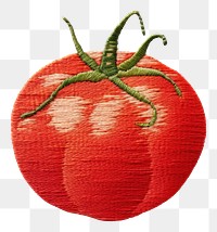 PNG A tomato in embroidery style vegetable textile plant.
