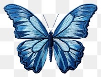 PNG Blue butterfly in embroidery style animal insect invertebrate.