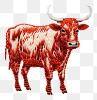PNG Bull in embroidery style livestock mammal cattle.