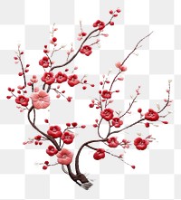 PNG A chinese template in embroidery style blossom flower plant.