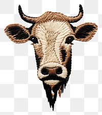 PNG Cow in embroidery style livestock mammal animal.