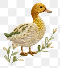 PNG A duck in embroidery style animal bird representation.
