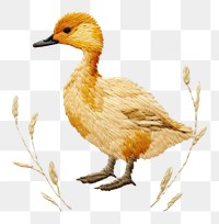 PNG A duck in embroidery style animal bird beak.