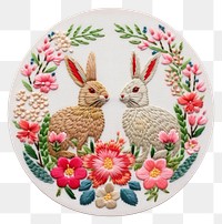 PNG A easter in embroidery style needlework plate representation.