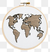 PNG A globe in embroidery style textile pattern creativity.