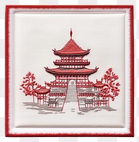 PNG A japanese temple in embroidery style architecture needlework pagoda.