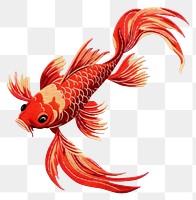 PNG Koi fish in embroidery style goldfish animal creativity.