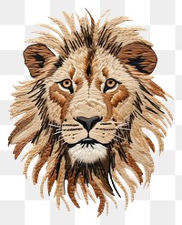 PNG Lion in embroidery style drawing mammal animal.