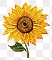 PNG A sunflower in embroidery style needlework textile pattern.