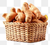 PNG  Ginger in a basket ginger food white background. AI generated Image by rawpixel.