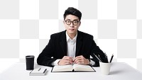 PNG  Chinese student preparing for examination publication sitting adult. AI generated Image by rawpixel.
