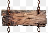 PNG Wooden sign chain old white background.