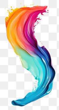 PNG Rainbow flat paint brush stroke white background creativity splattered.