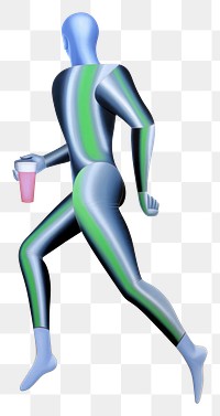 PNG  Surrealistic painting of Man drink soda spandex exercising appliance.