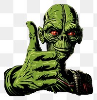 PNG Alien thumbs up green art representation.