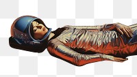 PNG Girl sleep on mars astronaut outdoors cartoon.