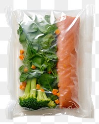 PNG  Plastic wrapping over food packaging white background vegetable freshness.