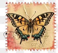 PNG Vintage stamp with butterfly animal insect paper.