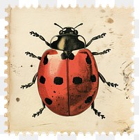 PNG Vintage stamp with lady bug animal insect invertebrate.