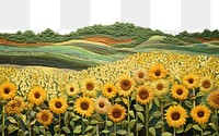 PNG Minimal sunflower field landscape outdoors painting.