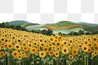 PNG Minimal sunflower field landscape outdoors painting.