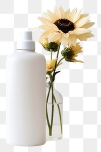 PNG Flowwr packaging mockup sunflower bottle plant.