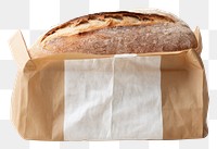 PNG  Bread packaging paper bag mockup food white background studio shot.