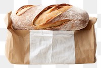 PNG  Bread packaging paper bag mockup food white background studio shot.