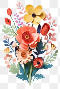 PNG Paper cutout of a flower bouquet art painting pattern.