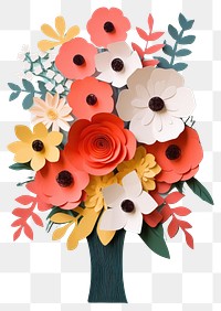 PNG Paper cutout of a flower bouquet art pattern nature.