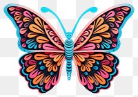 PNG Paper cutout of a neon butterfly art pattern insect.