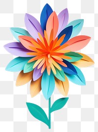 PNG Paper cutout of a neon flower art origami pattern.