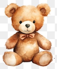 PNG Watercolor illustration of teddy bear plush cute toy.