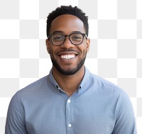 PNG  Happy millennial african american man in glasses portrait adult smile.
