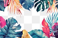 PNG Watercolor colorful tropical leaves border tropics pattern nature.