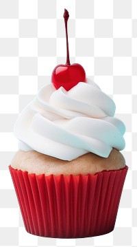 PNG  A cupcake with whipped cream and a cherry on top dessert food blue. AI generated Image by rawpixel.