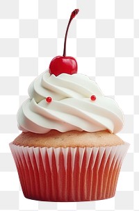 PNG  A cupcake with whipped cream and a cherry on top dessert fruit food. AI generated Image by rawpixel.