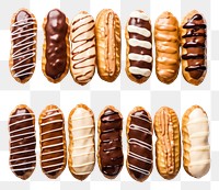 PNG Eclairs dessert food white background.