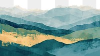 PNG Hillside mountain soft blues and greens art backgrounds landscape. AI generated Image by rawpixel.