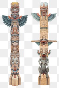 PNG  Totem poles totem architecture column. AI generated Image by rawpixel.